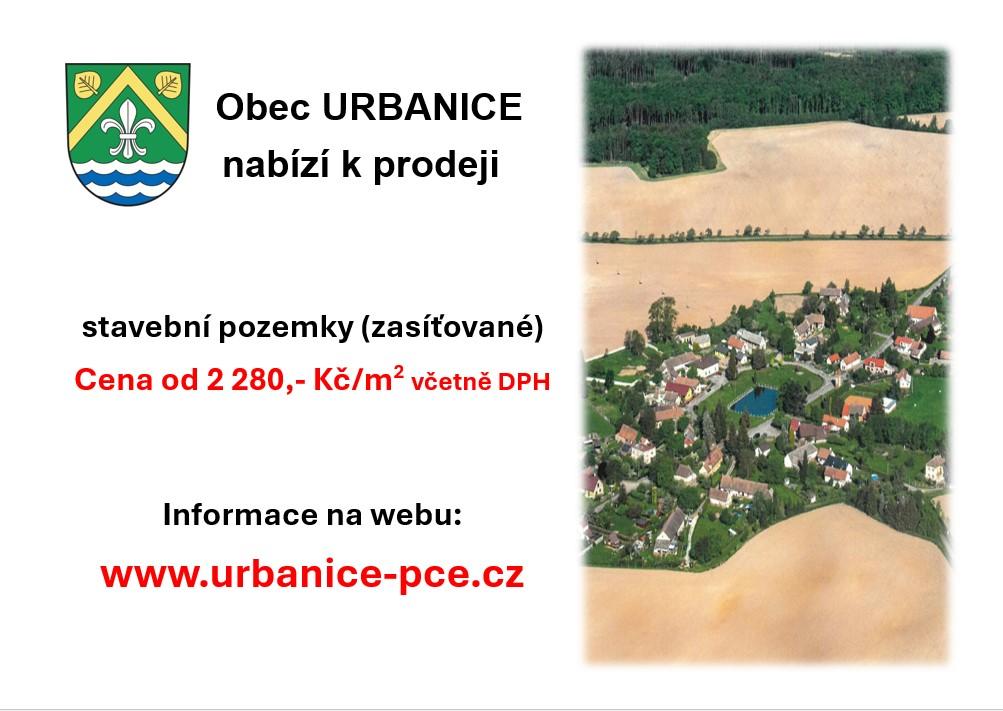 Prodeje stavebních pozemků ve vlastnictví obce Urbanice