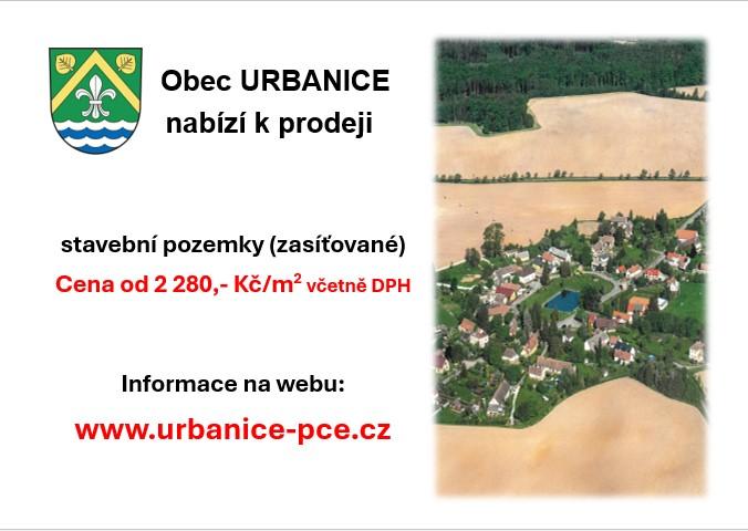 Prodeje stavebních pozemků ve vlastnictví obce Urbanice
